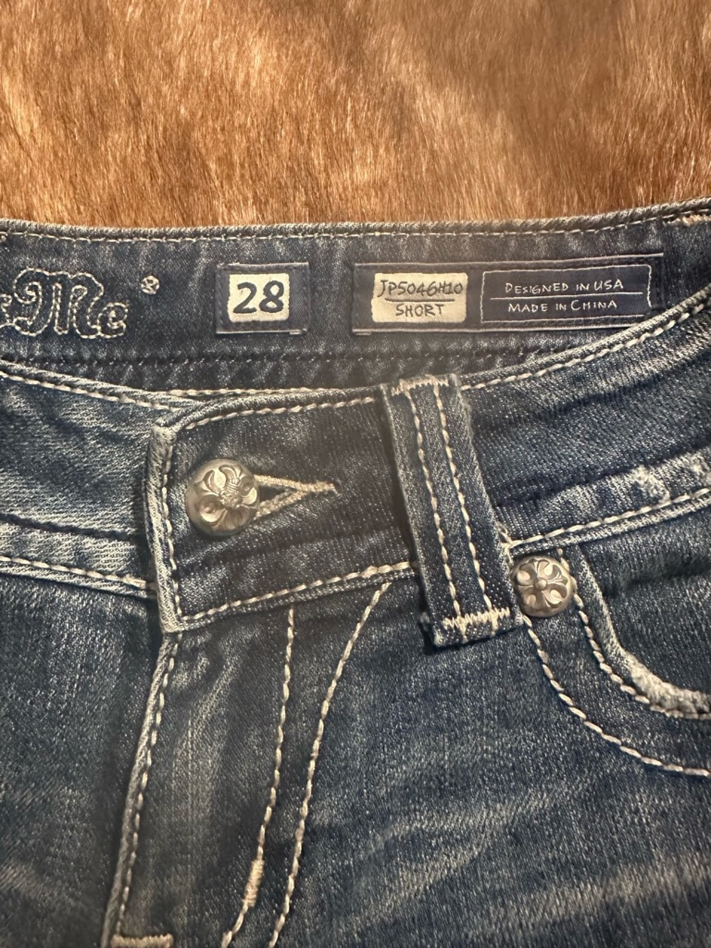 Miss Me Dark Blue Embellished Shorts - 28 - Picture 3 of 5